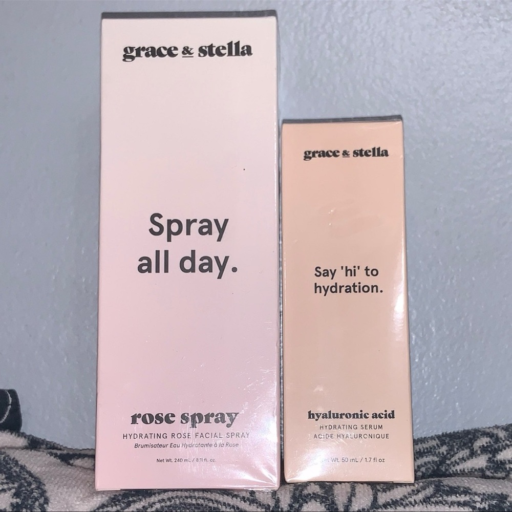 Grace & Stella Spray All Say Rose Spray & Hyaluronic Acid Hydrating Serum Duo !